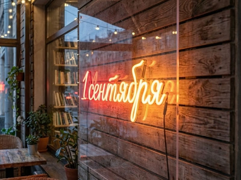 Неоновая вывеска «1 сентября»