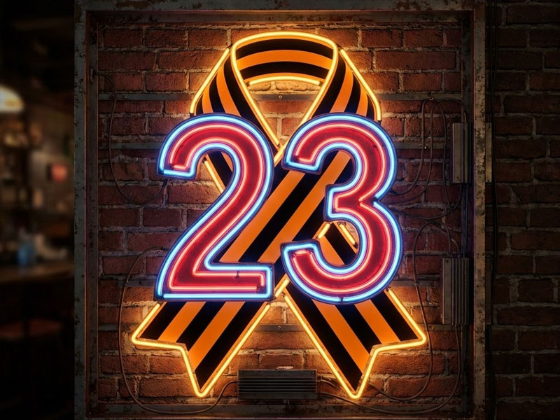 Неоновая вывеска «23 февраля»
