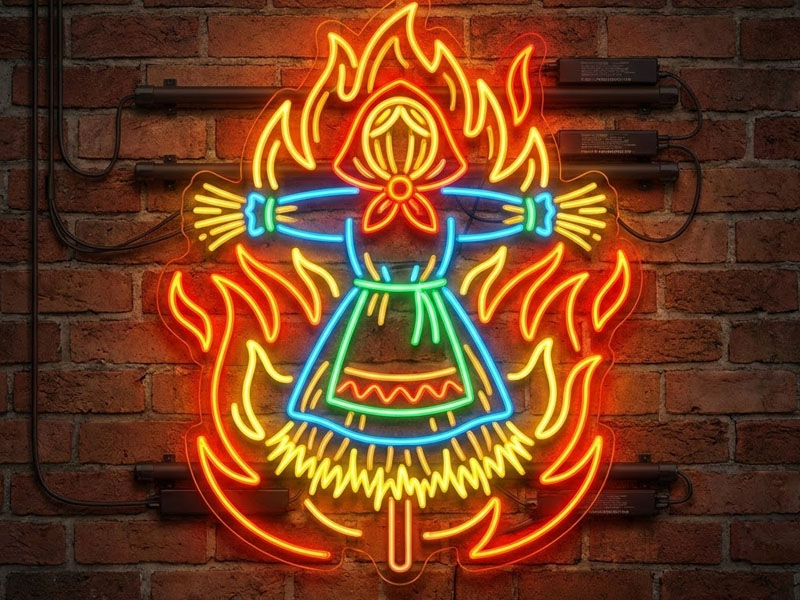 Неоновая вывеска «Чучело масленицы»