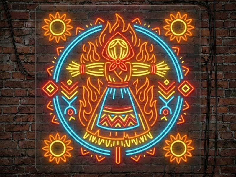 Неоновая вывеска «Чучело масленицы»