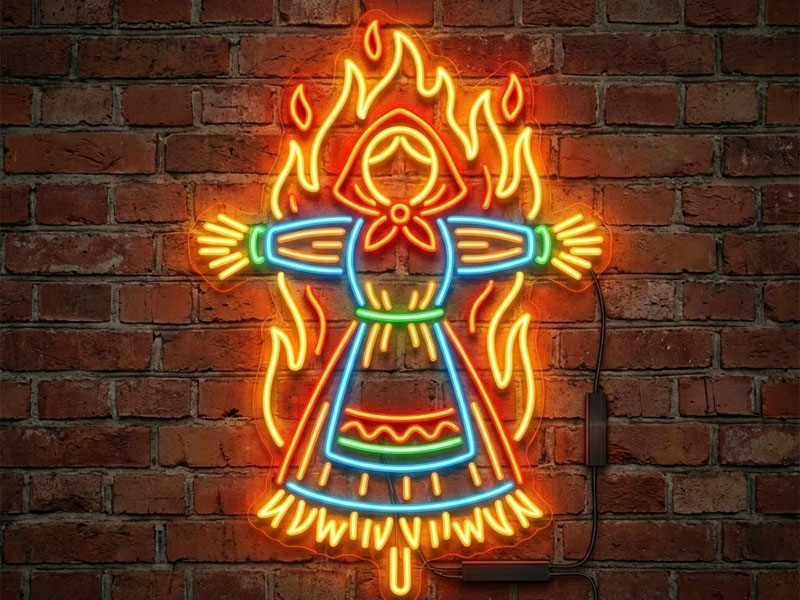 Неоновая вывеска «Чучело масленицы»