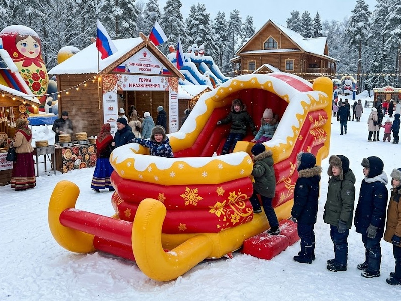 Батут «Новогодние сани»