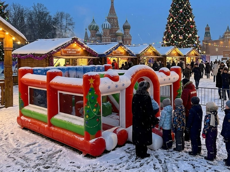 Батут с горкой «Новогодняя сказка»