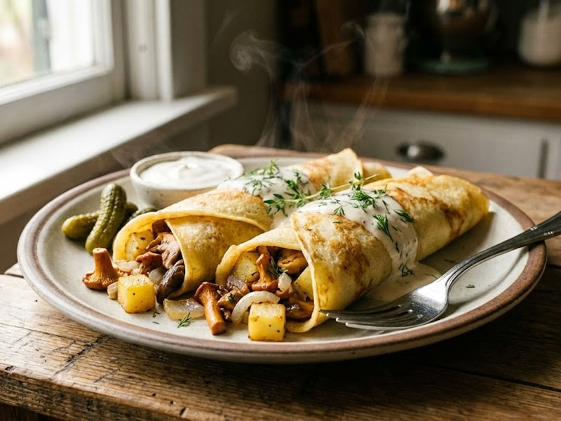 Блинчик Грибы с картошкой