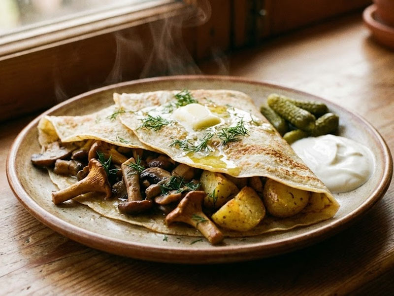 Блинчик Грибы с картошкой