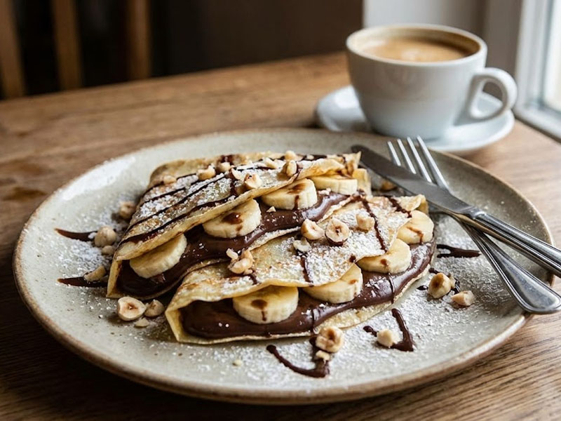 Блинчик с шоколадным кремом и бананом