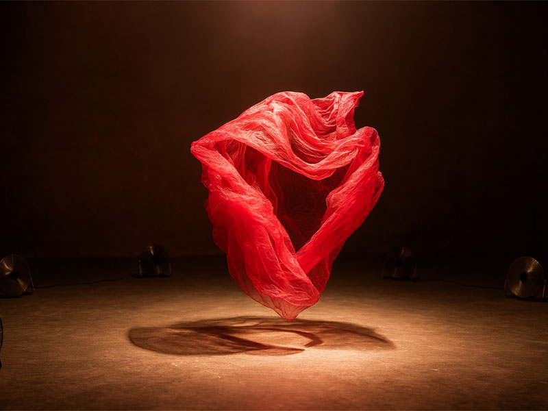 Эффект полета ткани на воздушном потоке