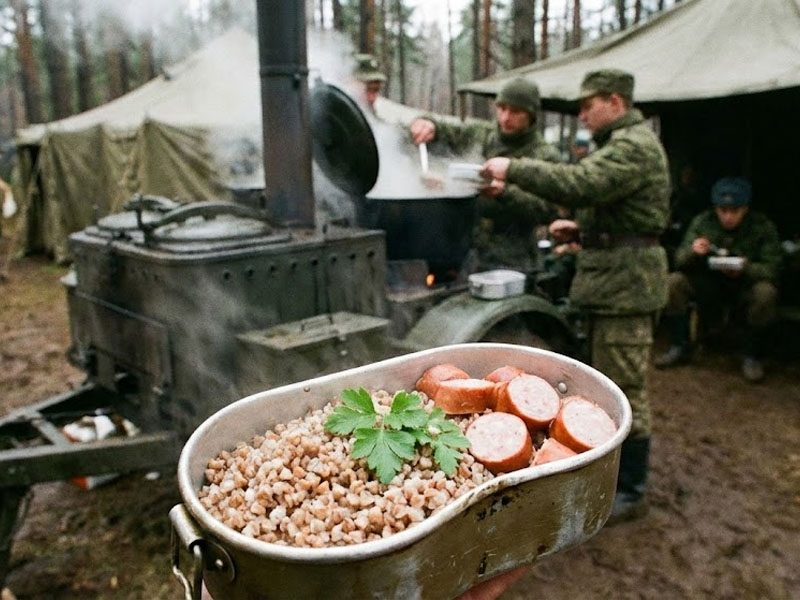Гречневая каша с сосисками
