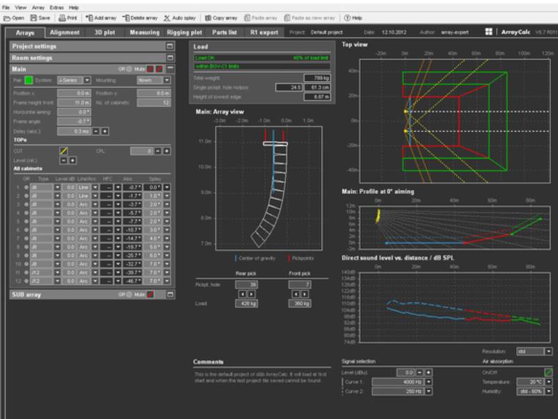 Калькулятор линейных массивов d&b audiotechnik