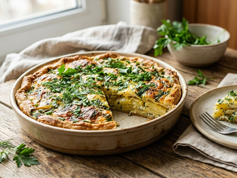 Картофельный пирог с зеленью