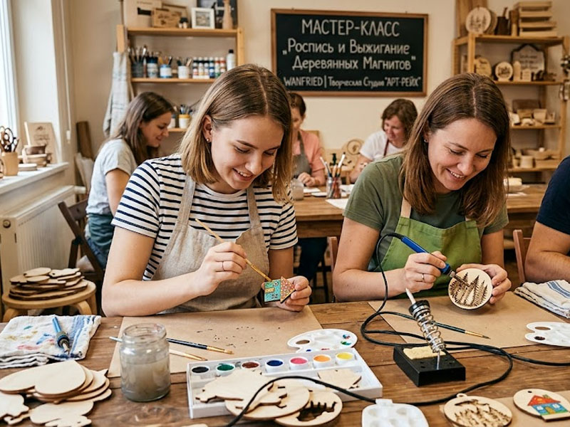 Мастер-класс «Роспись и выжигание деревянных магнитов»