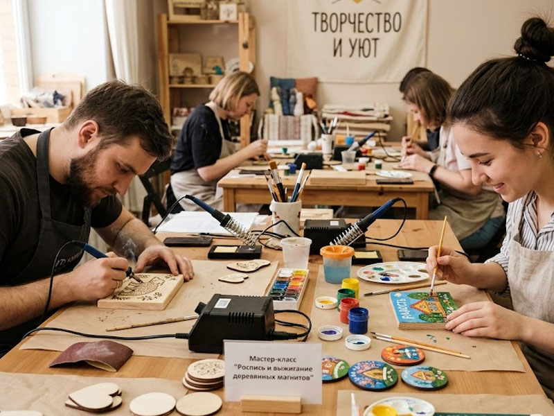 Мастер-класс «Роспись и выжигание деревянных магнитов»