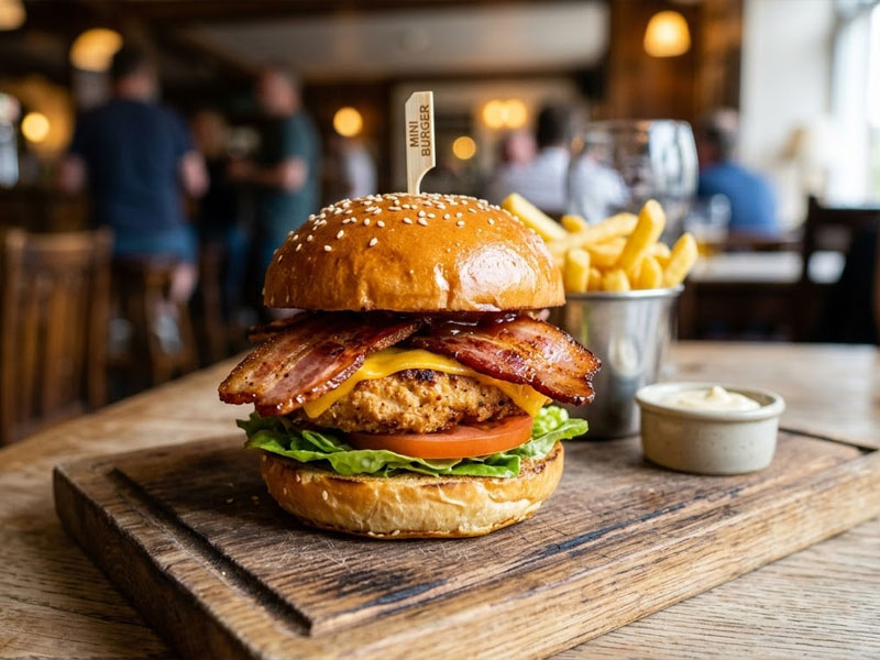Мини-бургер с куриной котлетой и беконом — вид 3