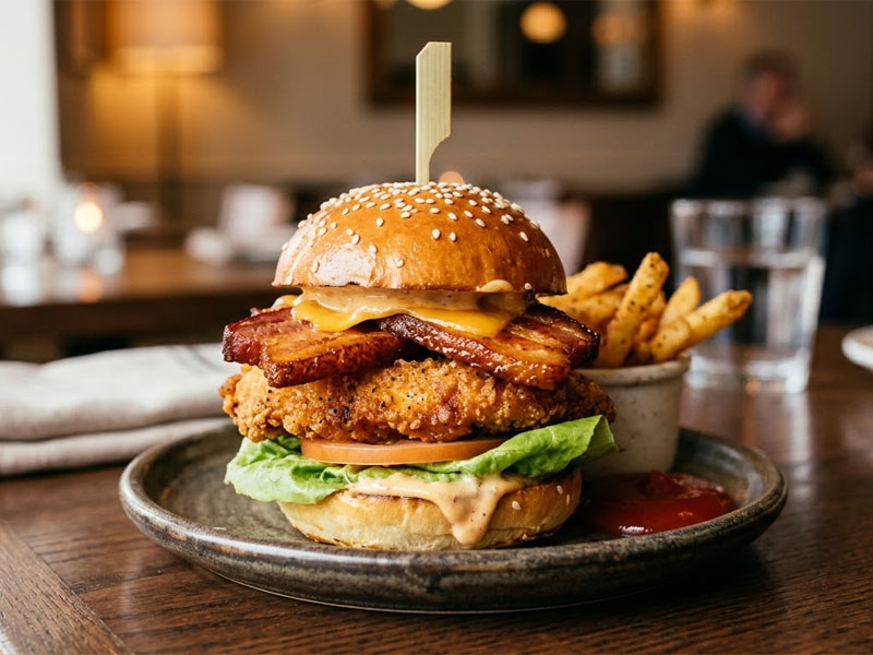 Мини-бургер с куриной котлетой и беконом — вид 2