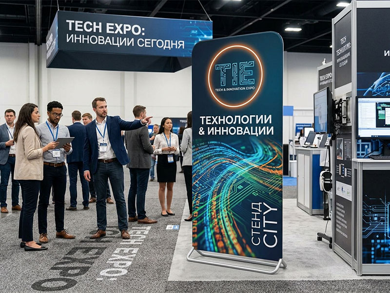 Мобильный стенд City с двусторонней печатью