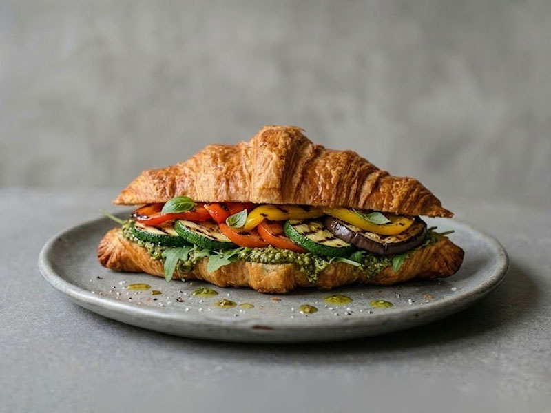 Набор круассанов с овощами гриль и соусом песто