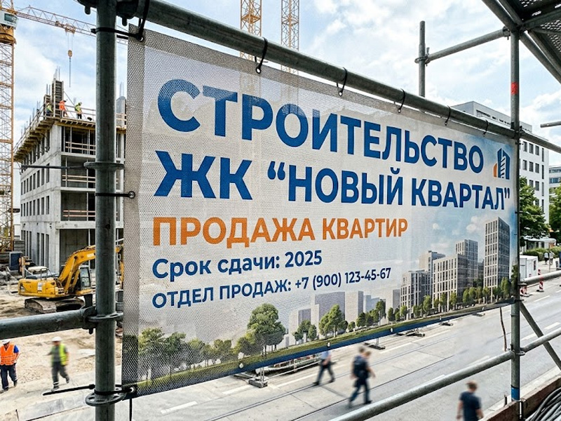 Печать на баннерной сетке — вид 2
