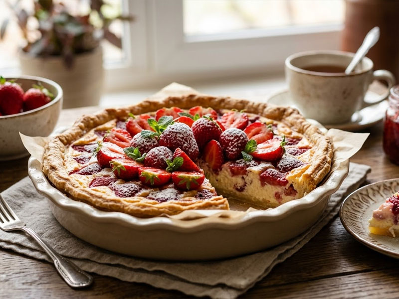 Пирог клубникой и творогом — вид 3