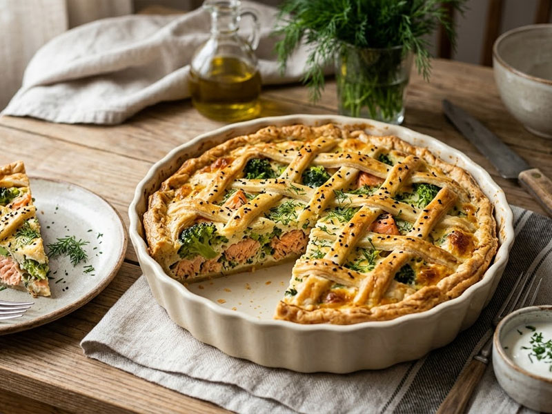 Пирог с горбушей и брокколи — вид 2