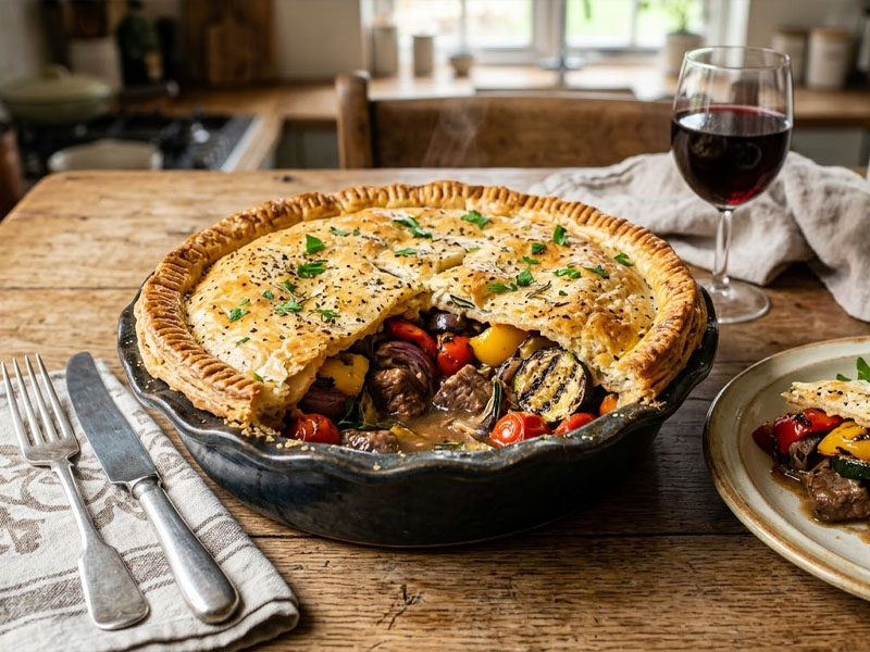 Пирог с говядиной и овощами гриль — вид 2