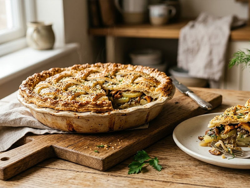 Пирог с картофелем и грибами