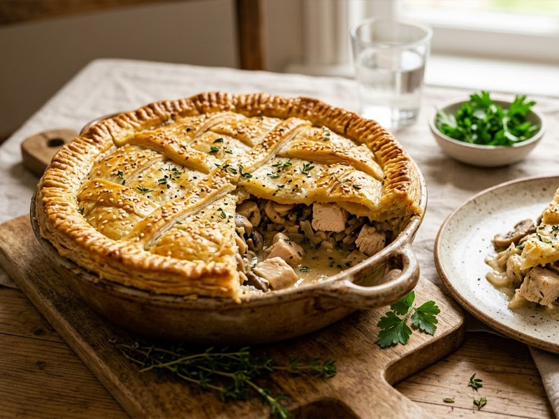 Пирог с куриной грудкой и шампиньонами — вид 2