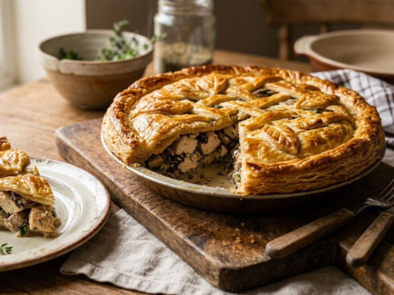 Пирог с куриной грудкой и шампиньонами — вид 3