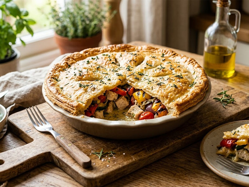 Пирог с курицей и овощами гриль — вид 3