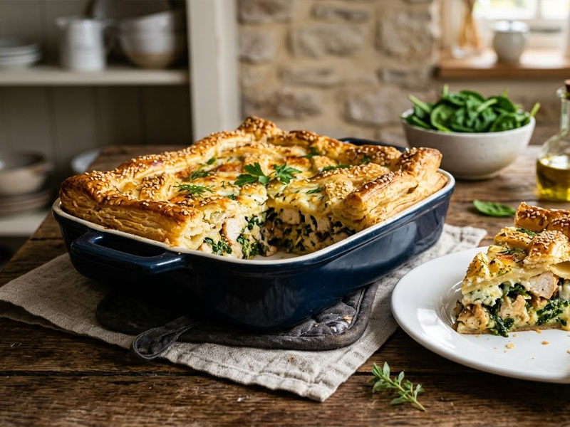 Пирог с курицей, шпинатом и сыром — вид 3