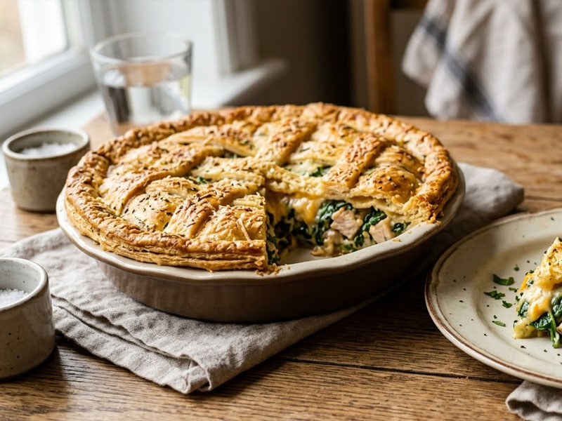 Пирог с курицей, шпинатом и сыром — вид 2