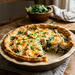 Пирог с курицей, шпинатом и сыром