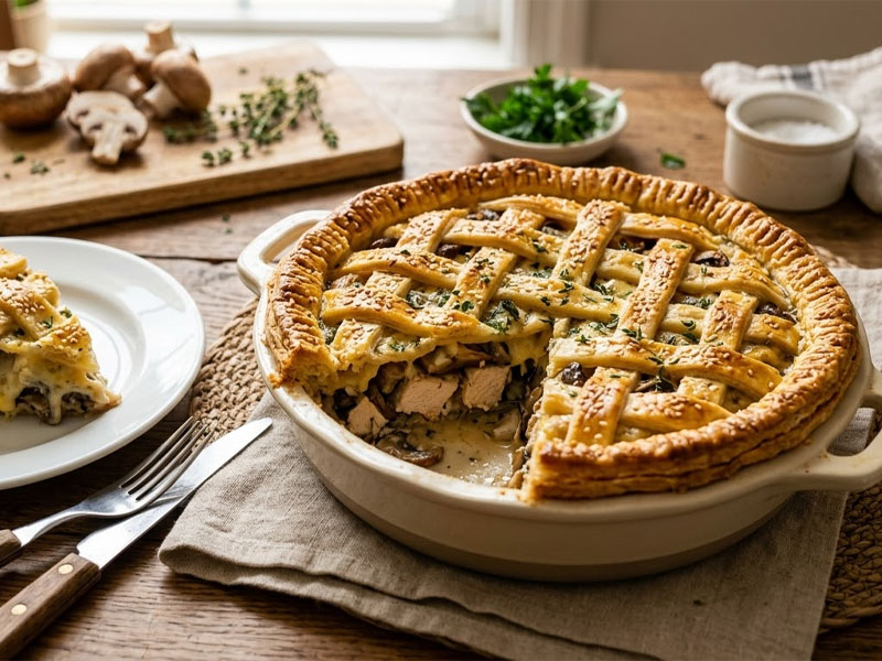 Пирог с курицей сыром и грибами — вид 2