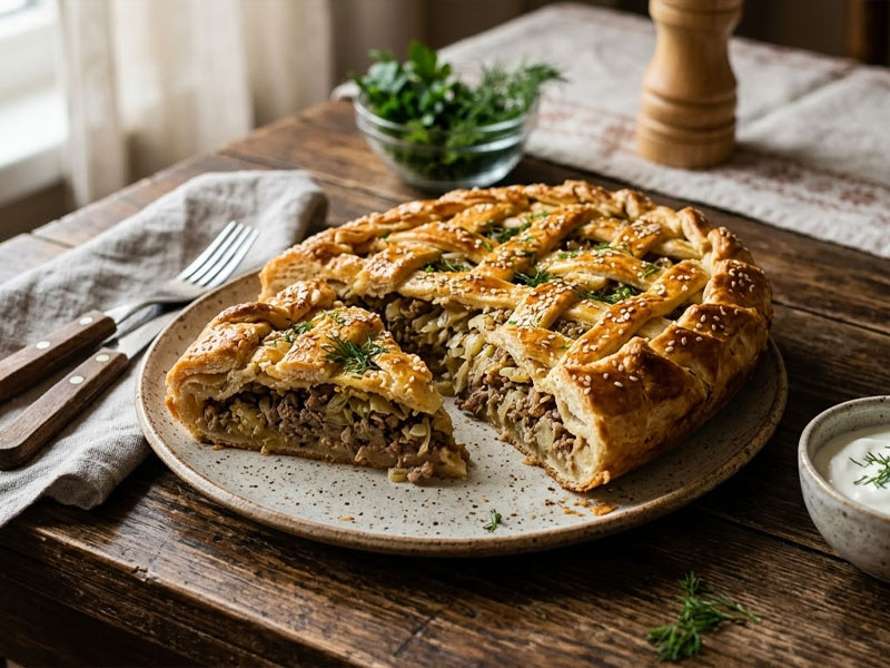 Пирог с мясом и капустой — вид 2