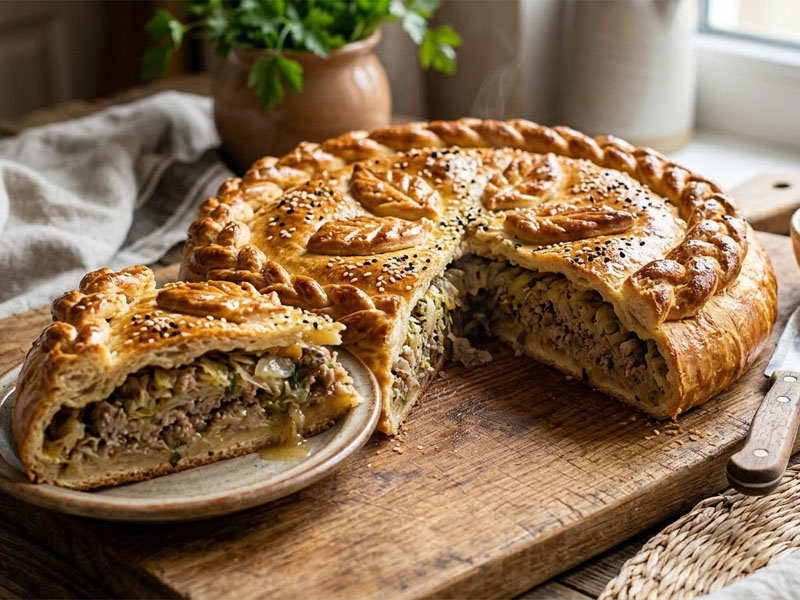 Пирог с мясом и капустой — вид 3