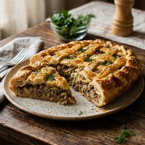 Пирог с мясом и капустой