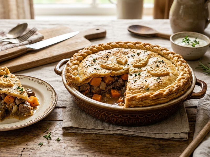 Пирог с мясом и тыквой