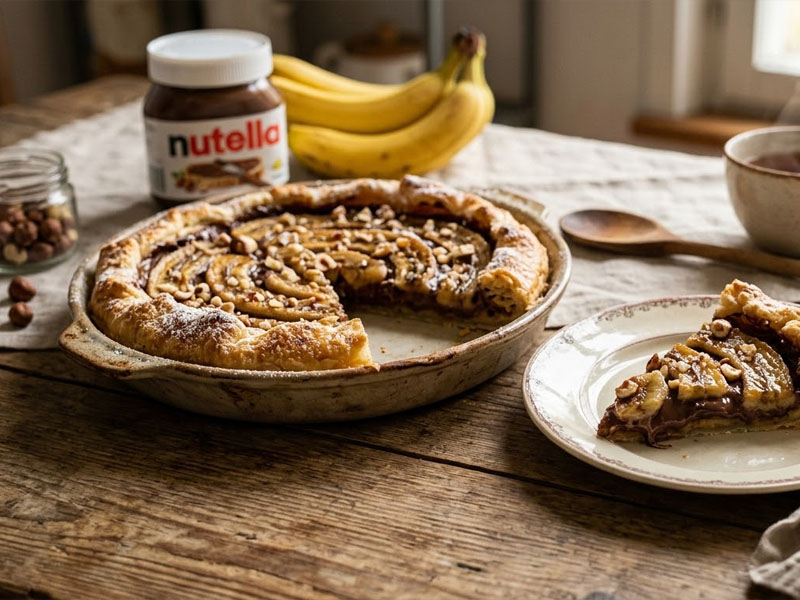 Пирог с нутеллой и бананом
