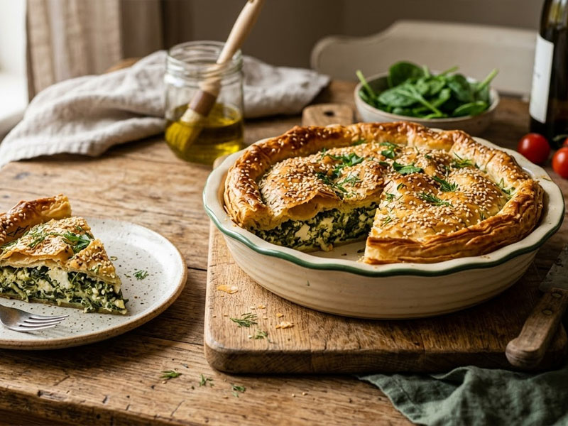 Пирог с сыром и шпинатом