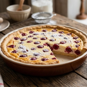 Пирог с творогом и вишней