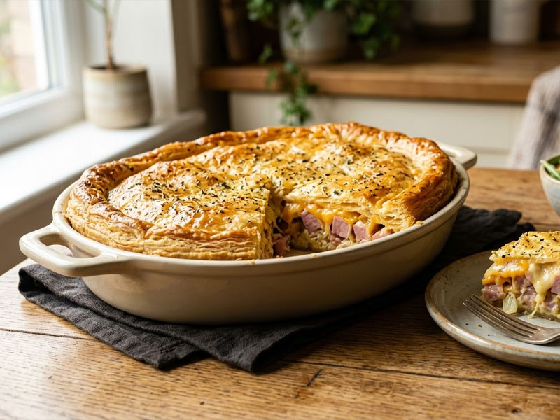 Пирог с ветчиной из индейки и сыром — вид 2