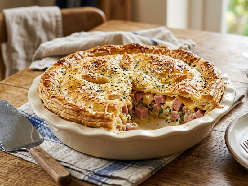 Пирог с ветчиной из индейки и сыром — вид 3