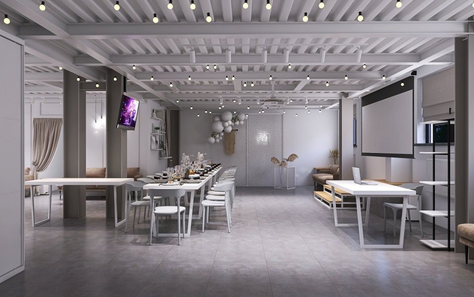 Get Loft - Белый зал в светлых тонах с барной стойкой на Бауманской — фото 1