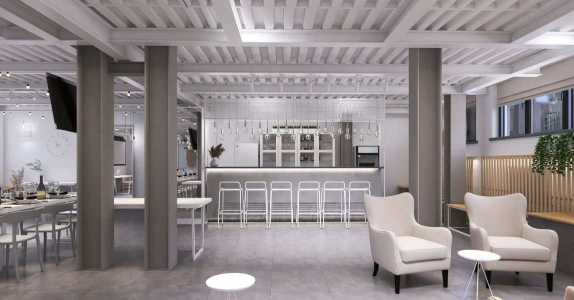 Get Loft - Белый зал в светлых тонах с барной стойкой на Бауманской — фото 2