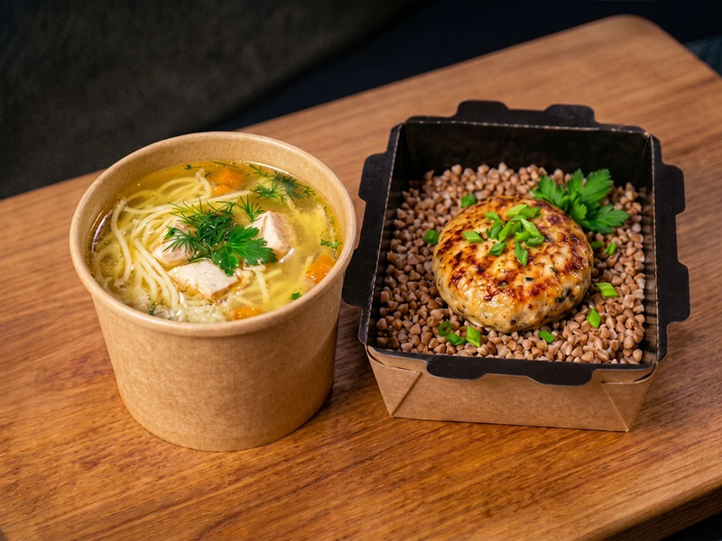 Сет: Куриный суп и Котлета куриная с гречкой