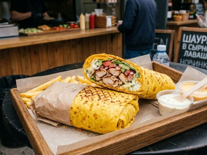 Шаурма в сырном лаваше