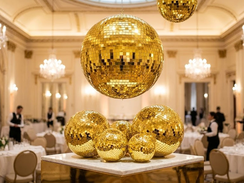 Золотые зеркальные шары